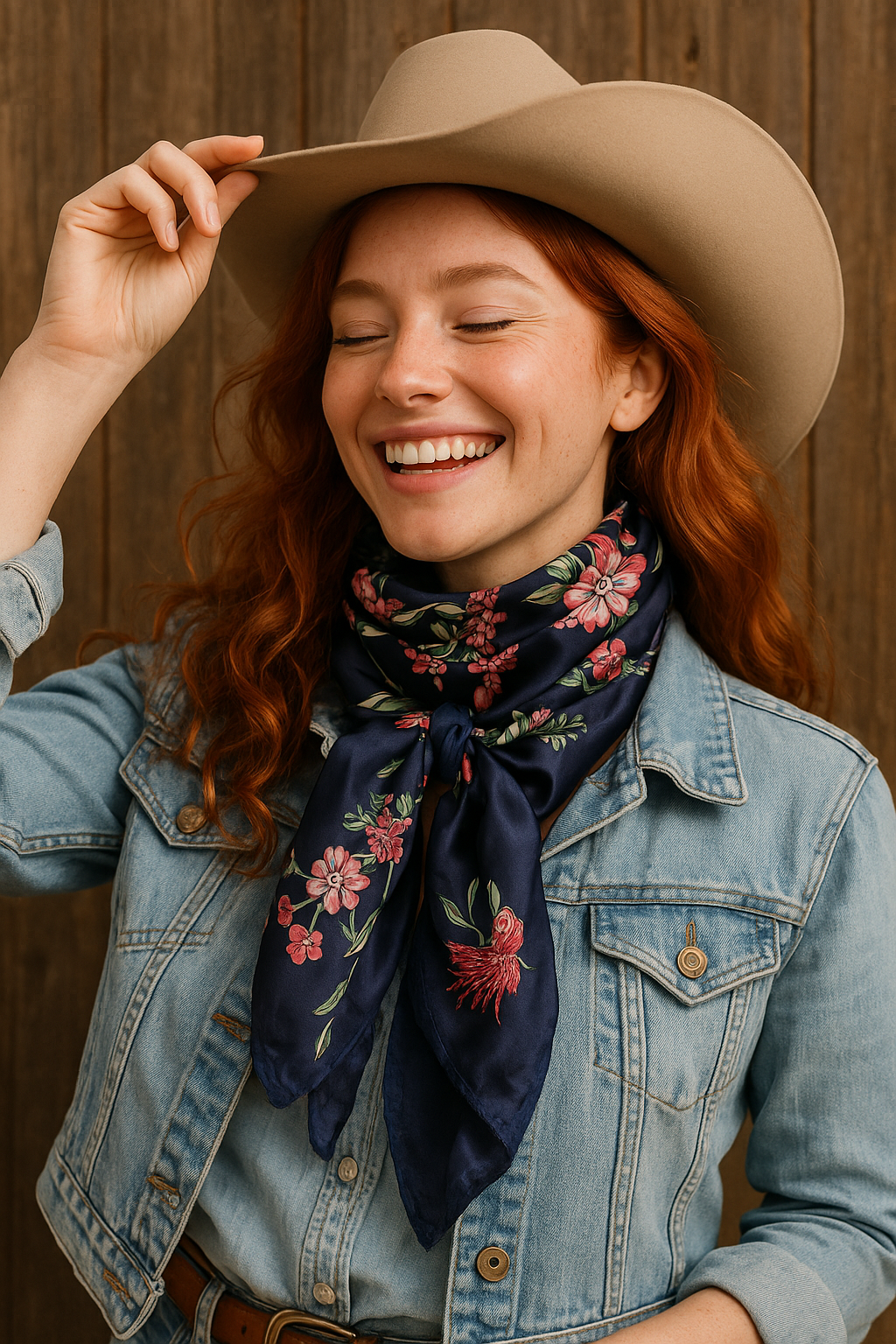 35X35" Rose Buds & Tassels Wild Rag/Scarf WR51
