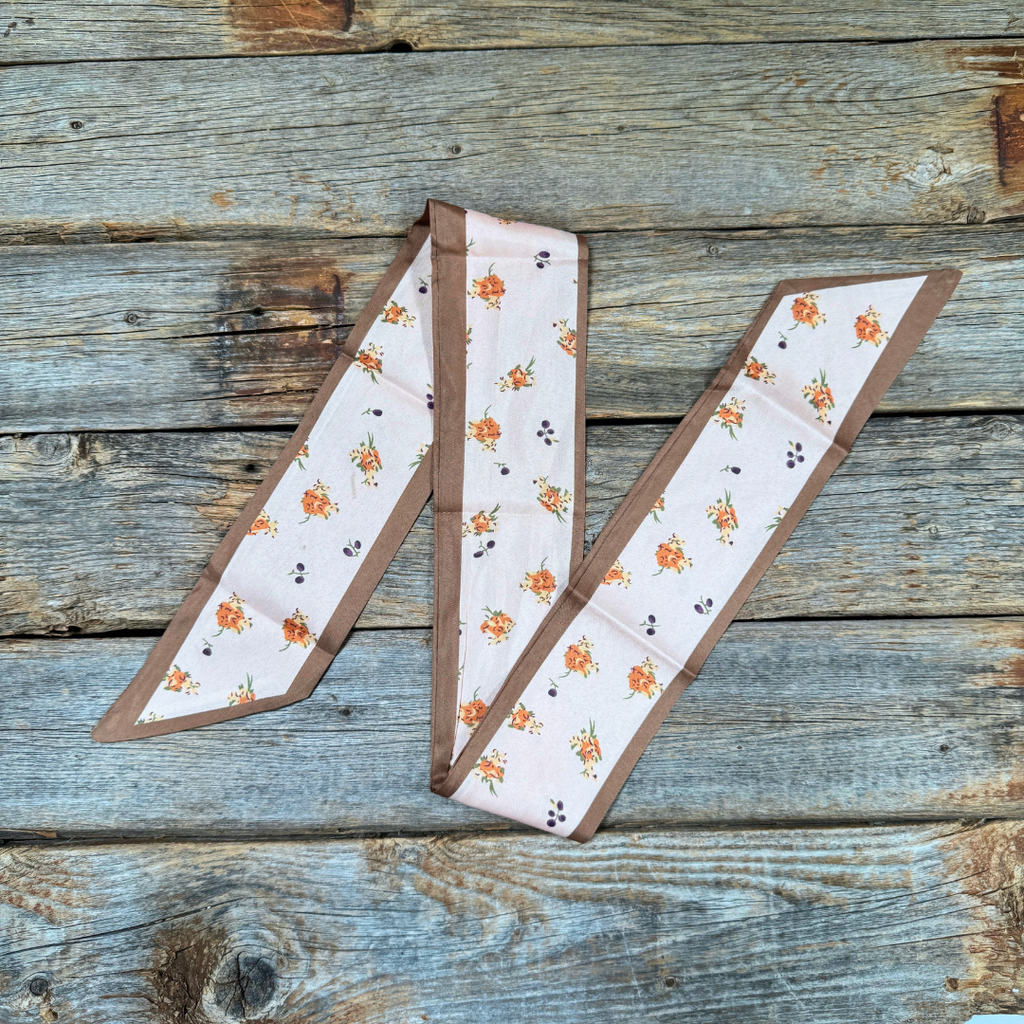 Pink and Tan Western Skinny Mini Wild Rag Scarf / Cowgirl Necktie #TW136