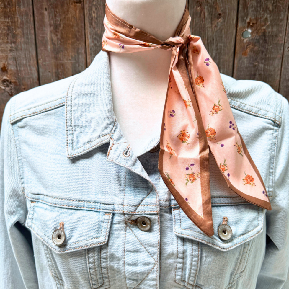 Pink and Tan Western Skinny Mini Wild Rag Scarf / Cowgirl Necktie #TW136