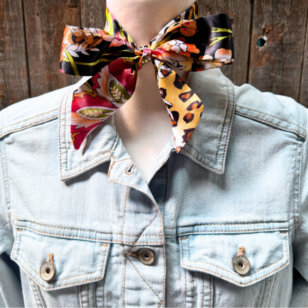 Yellow and Black Western Skinny Mini Wild Rag Scarf / Cowgirl Necktie #TW335